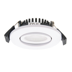 LED Slim Tilt Adjustable Fire Rated Downlight | Dimmable 5W 500lm | IP65 | 4000K Neutral White | Matt White