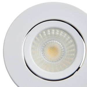 LED Slim Tilt Adjustable Fire Rated Downlight | Dimmable 5W 500lm | IP65 | 4000K Neutral White | Matt White