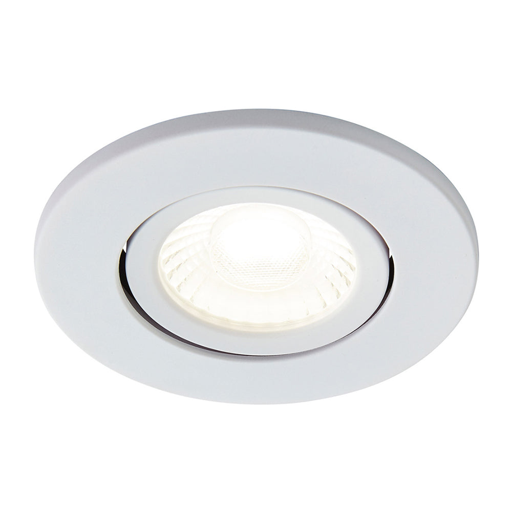 LED Slim Tilt Adjustable Fire Rated Downlight | Dimmable 5W 500lm | IP65 | 4000K Neutral White | Matt White