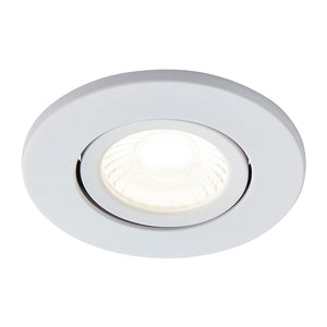 LED Slim Tilt Adjustable Fire Rated Downlight | Dimmable 5W 500lm | IP65 | 4000K Neutral White | Matt White