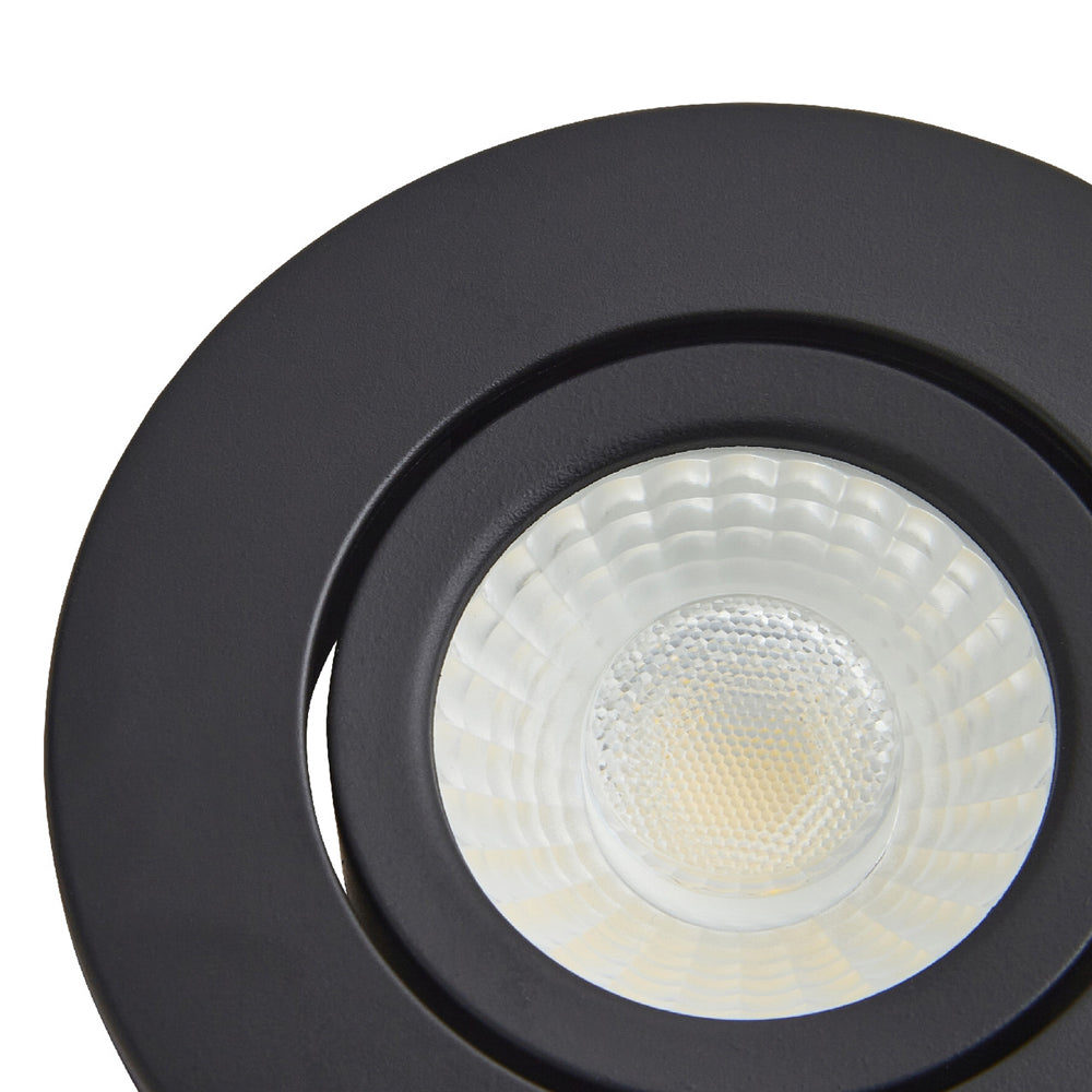 LED Slim Tilt Adjustable Fire Rated Downlight | Dimmable 5W 500lm | IP65 | 4000K Neutral White | Satin Black