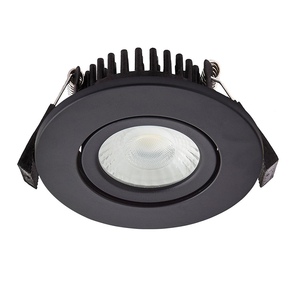 LED Slim Tilt Adjustable Fire Rated Downlight | Dimmable 5W 500lm | IP65 | 4000K Neutral White | Matt Black