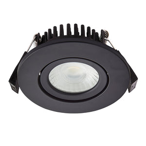 LED Slim Tilt Adjustable Fire Rated Downlight | Dimmable 5W 500lm | IP65 | 4000K Neutral White | Matt Black