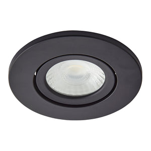 LED Slim Tilt Adjustable Fire Rated Downlight | Dimmable 5W 500lm | IP65 | 4000K Neutral White | Matt Black