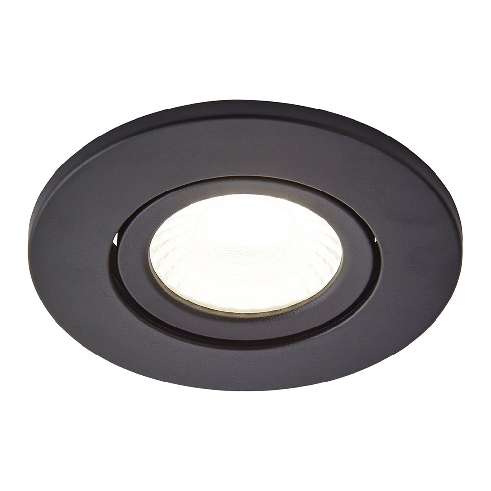 LED Slim Tilt Adjustable Fire Rated Downlight | Dimmable 5W 500lm | IP65 | 4000K Neutral White | Satin Black