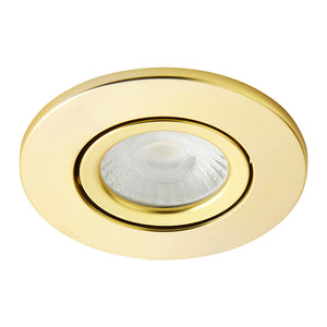 LED Slim Tilt Adjustable Fire Rated Downlight | Dimmable 5W 500lm | IP65 | 4000K Neutral White | Satin Brass