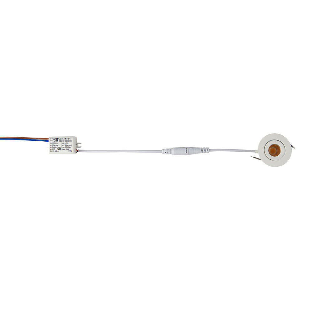 LALO | LED Tilt Mini Downlight Aluminium | 4W 240lm | IP44 | 3000K Warm White | White