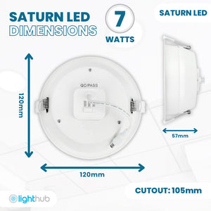 SATURN LED Recessed Round Dimmable Commercial Downlight Fitting | 7W 750lm | CCT Tri-Colour | IP44 | Standard