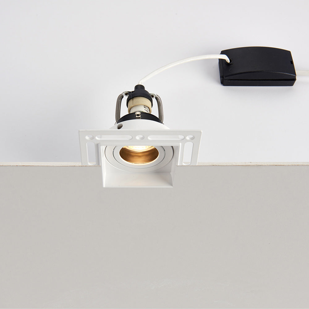 ELDON LED Plaster-in Trimless Square Downlight | Adjustable | GU10 | White | 4000K Neutral White Dimmable