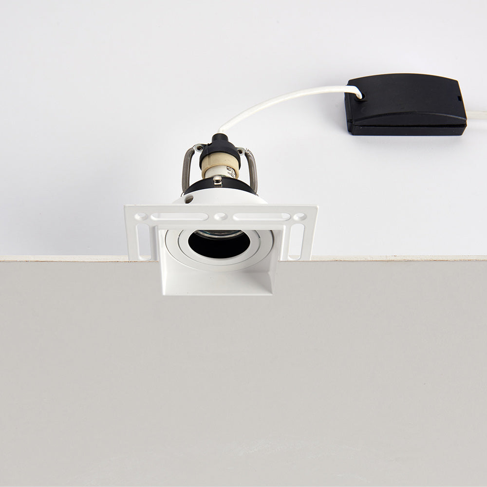 ELDON LED Plaster-in Trimless Square Downlight | Adjustable | GU10 | White | 4000K Neutral White Dimmable