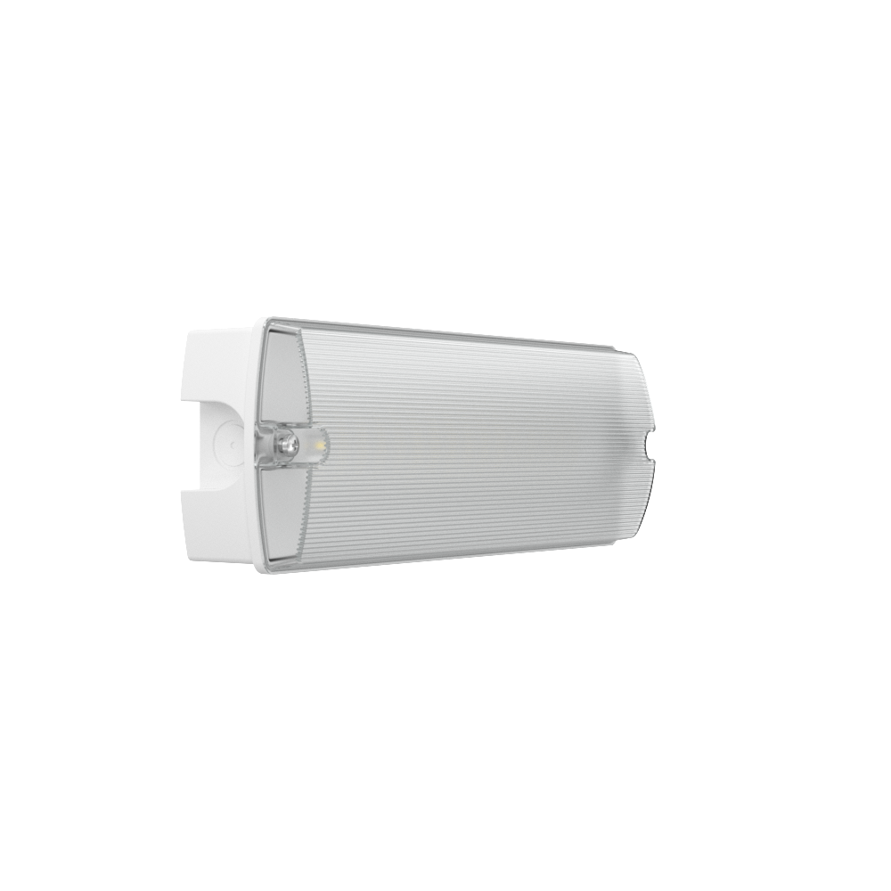 APEX Rectangle Fire Exit Bulkhead Light Fitting | LED 3.5W 254lm | 4000K Daylight White | IP65 | 3hr Emergency SELF TEST