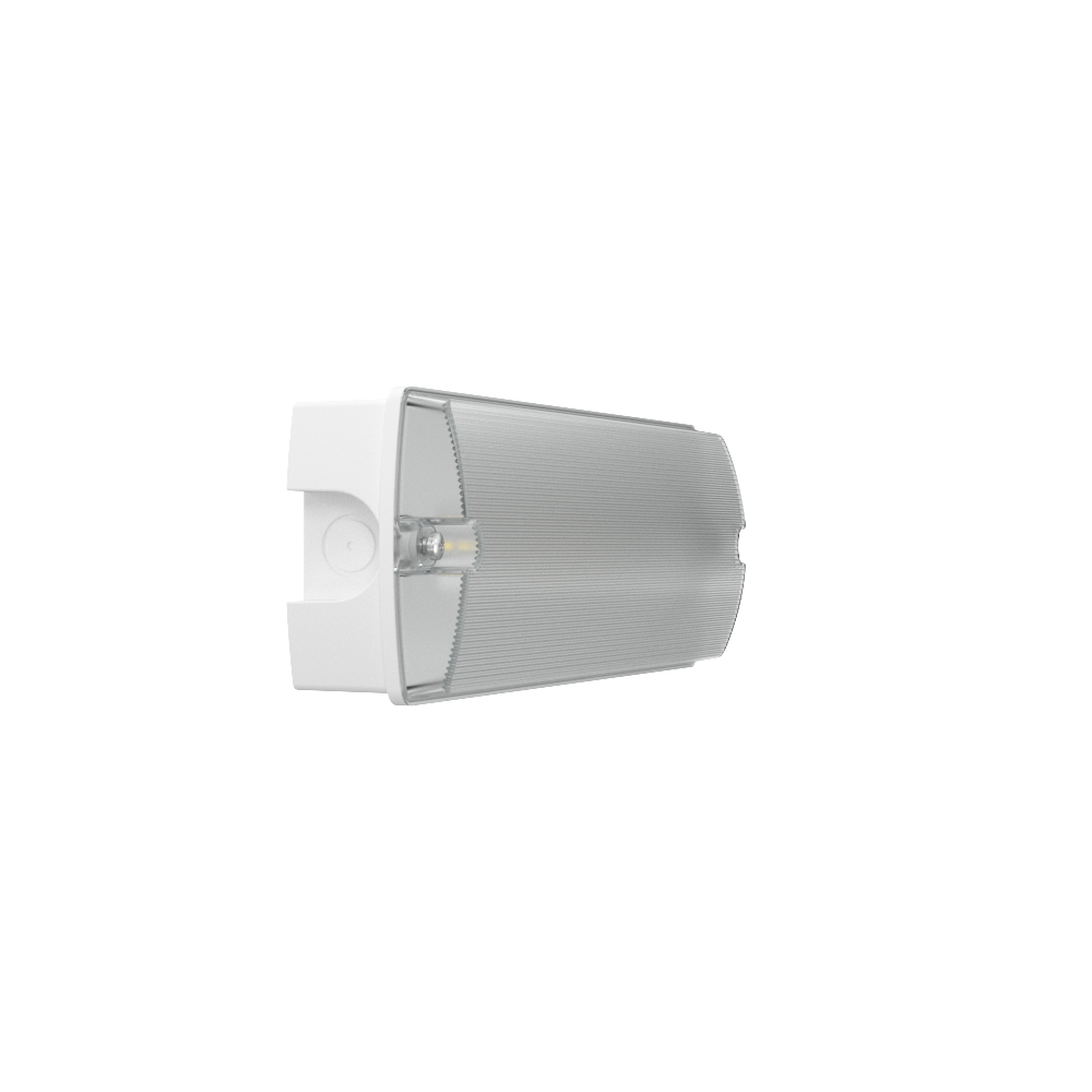 APEX Rectangle Fire Exit Bulkhead Light Fitting | LED 3.5W 254lm | 4000K Daylight White | IP65 | 3hr Emergency SELF TEST