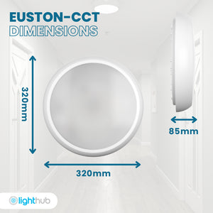 EUSTON CCT Slim Bulkhead Light Fitting | LED 14W 1430lm | CCT Tri-Colour Switchable | IP65 | Standard