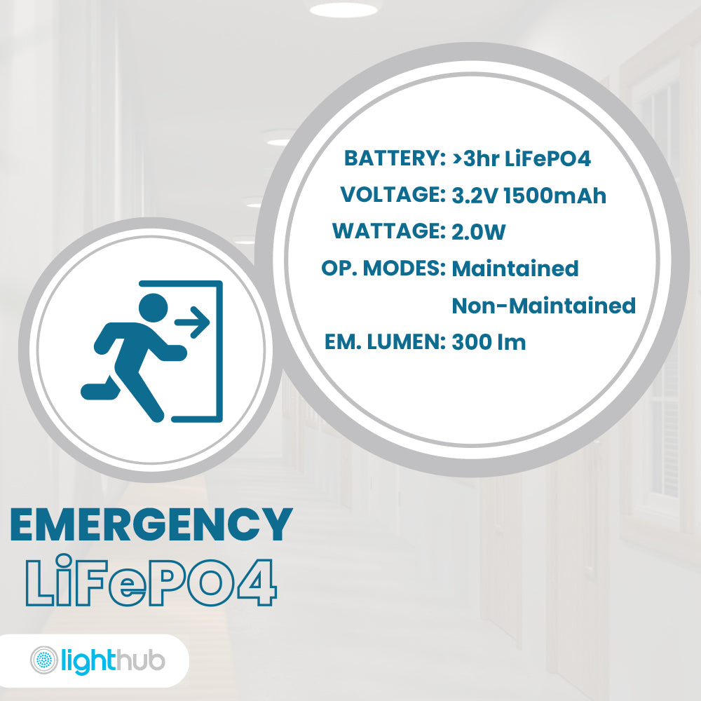 EUSTON CCT Slim Bulkhead Light Fitting | LED 14W 1430lm | CCT Tri-Colour Switchable | IP65 | 3hr Emergency Function