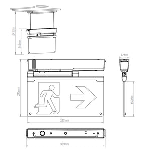 6in1 Surface Wall / Ceiling Exit Running Man Sign Light | LED 3.5W | 6500K Daylight White | IP20 | 3hr Emergency