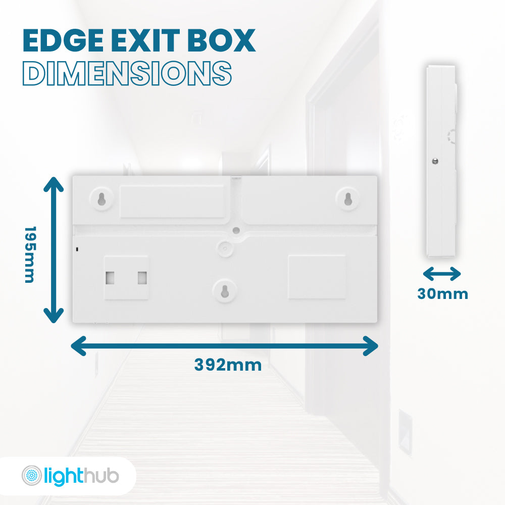 EDGE Slim Over Door Exit Box Running Man Light | LED 3W 200lm | 6000K Daylight White | IP20 | 3hr Emergency Function | UP, DOWN, LEFT & RIGHT Arrows