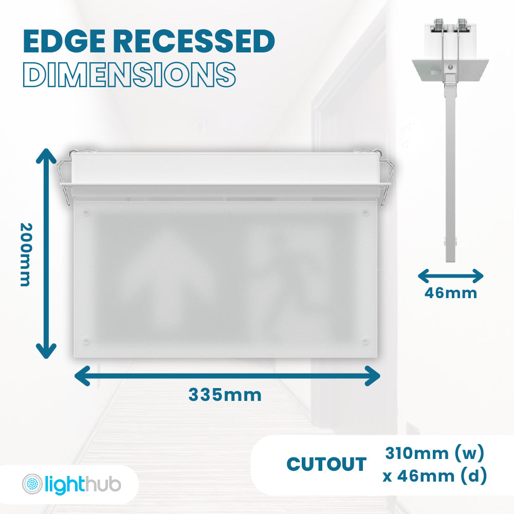 EDGE Recessed Ceiling Exit Running Man Sign Light | LED 3W 200lm | 6000K Daylight White | IP20 | 3hr Emergency Function