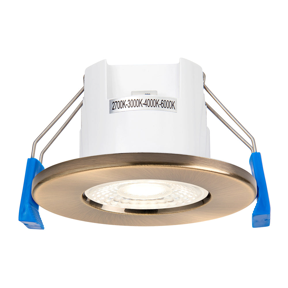 4CCT LITE | LED Fire Rated Downlight | Dimmable 5W 5200lm | IP65 | Antique Brass