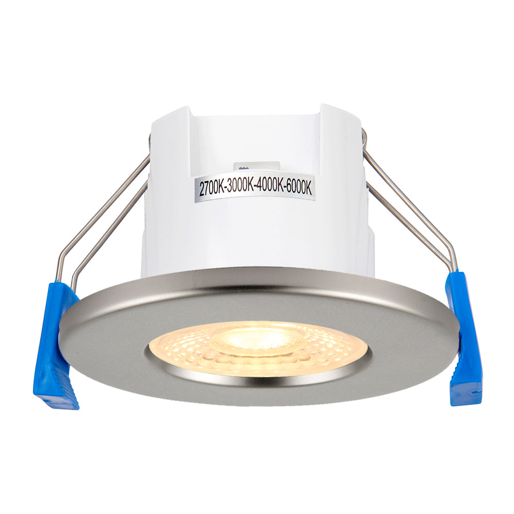 4CCT LITE | LED Fire Rated Downlight | Dimmable 5W 5200lm | IP65 | Satin Nickel