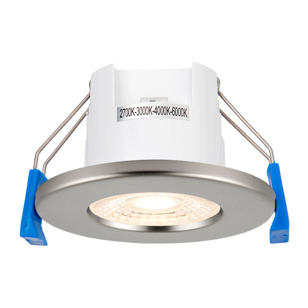 4CCT LITE | LED Fire Rated Downlight | Dimmable 5W 5200lm | IP65 | Satin Nickel