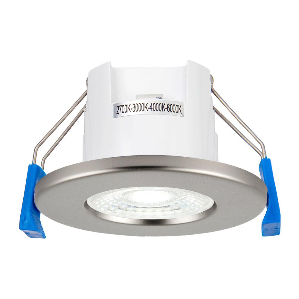 4CCT LITE | LED Fire Rated Downlight | Dimmable 5W 5200lm | IP65 | Satin Nickel