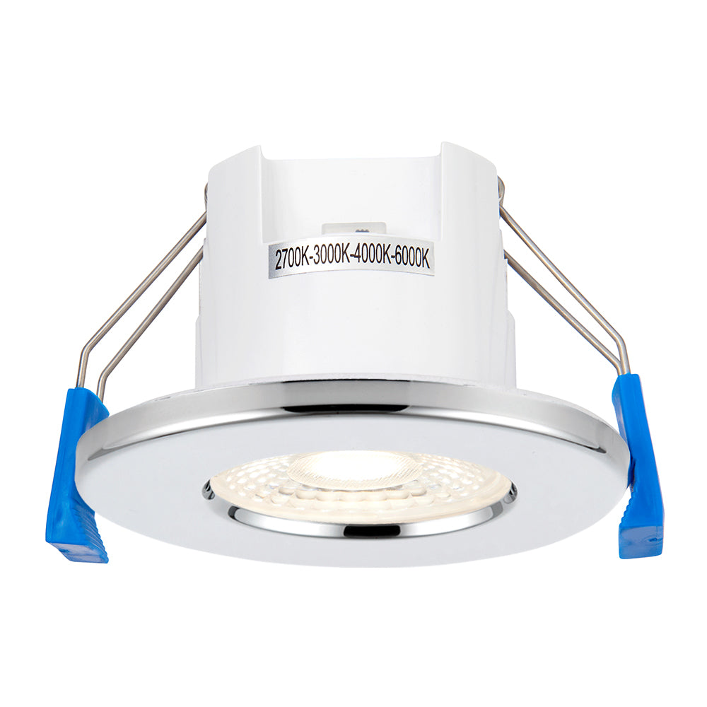 4CCT LITE | LED Fire Rated Downlight | Dimmable 5W 5200lm | IP65 | Polished Chrome