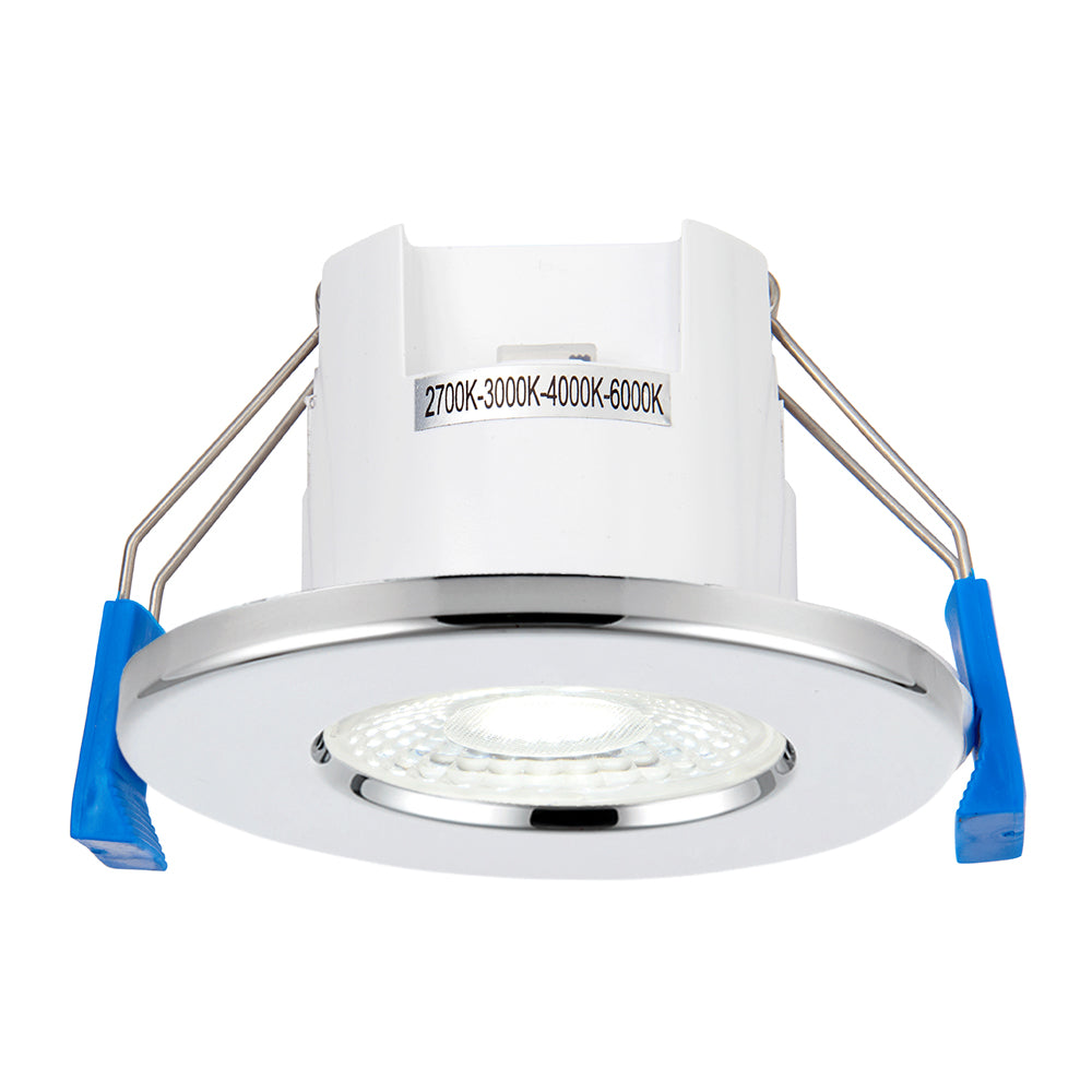 4CCT LITE | LED Fire Rated Downlight | Dimmable 5W 5200lm | IP65 | Polished Chrome