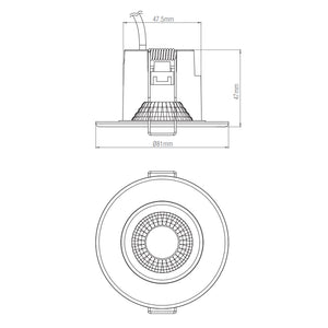 4CCT LITE | LED Fire Rated Downlight | Dimmable 5W 5200lm | IP65 | Antique Brass