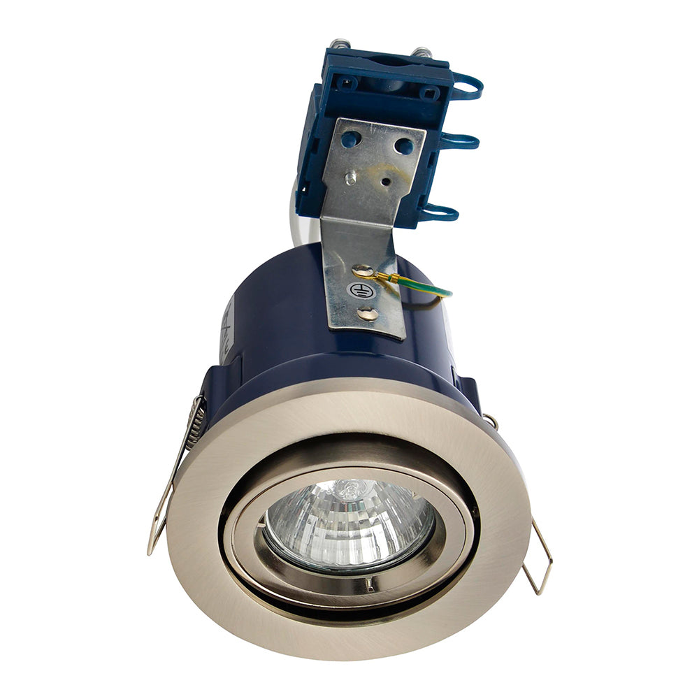 Adjustable Tilt Recessed Fire Rated Die-Cast Aluminium Downlight Fitting | GU10 | IP20 | Brushed Chrome