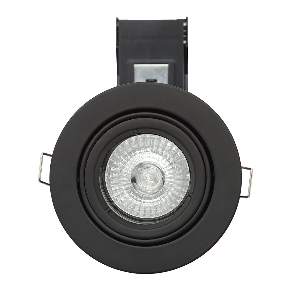 Adjustable Tilt Recessed Fire Rated Die-Cast Aluminium Downlight Fitting | GU10 | IP20 | Black