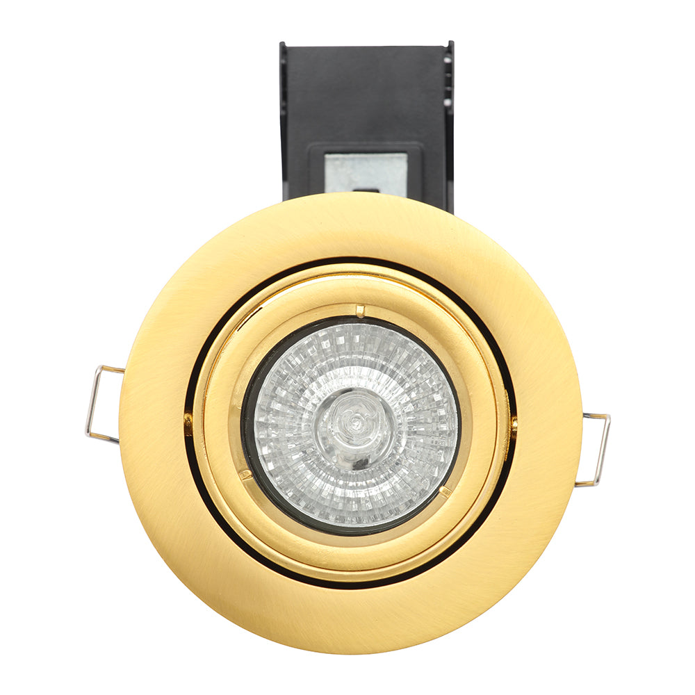 Adjustable Tilt Recessed Fire Rated Die-Cast Aluminium Downlight Fitting | GU10 | IP20 | Brass