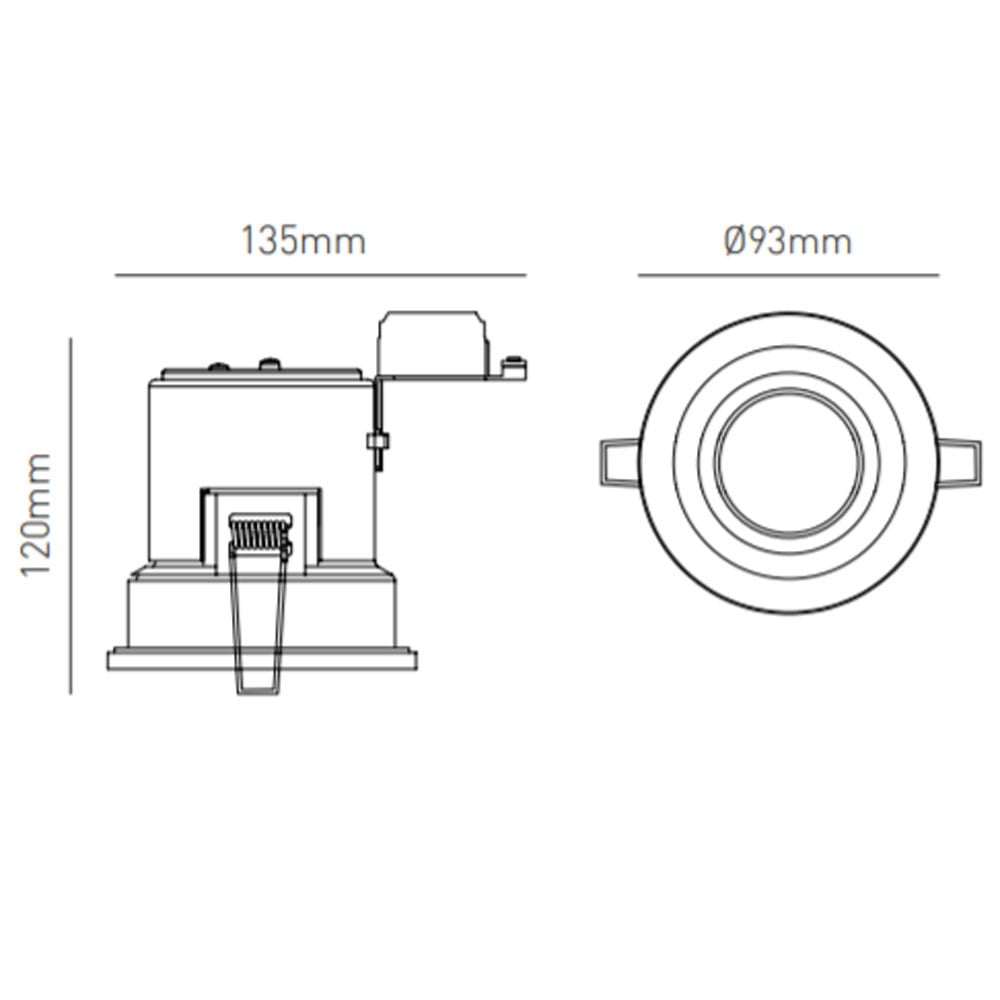 Adjustable Tilt Recessed Fire Rated Die-Cast Aluminium Downlight Fitting | GU10 | IP20 | Black Chrome