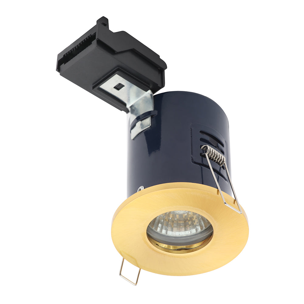 Shower Bathroom Fixed Recessed Fire Rated Die-Cast Aluminium Downlight Fitting | GU10 | IP65 | Brass