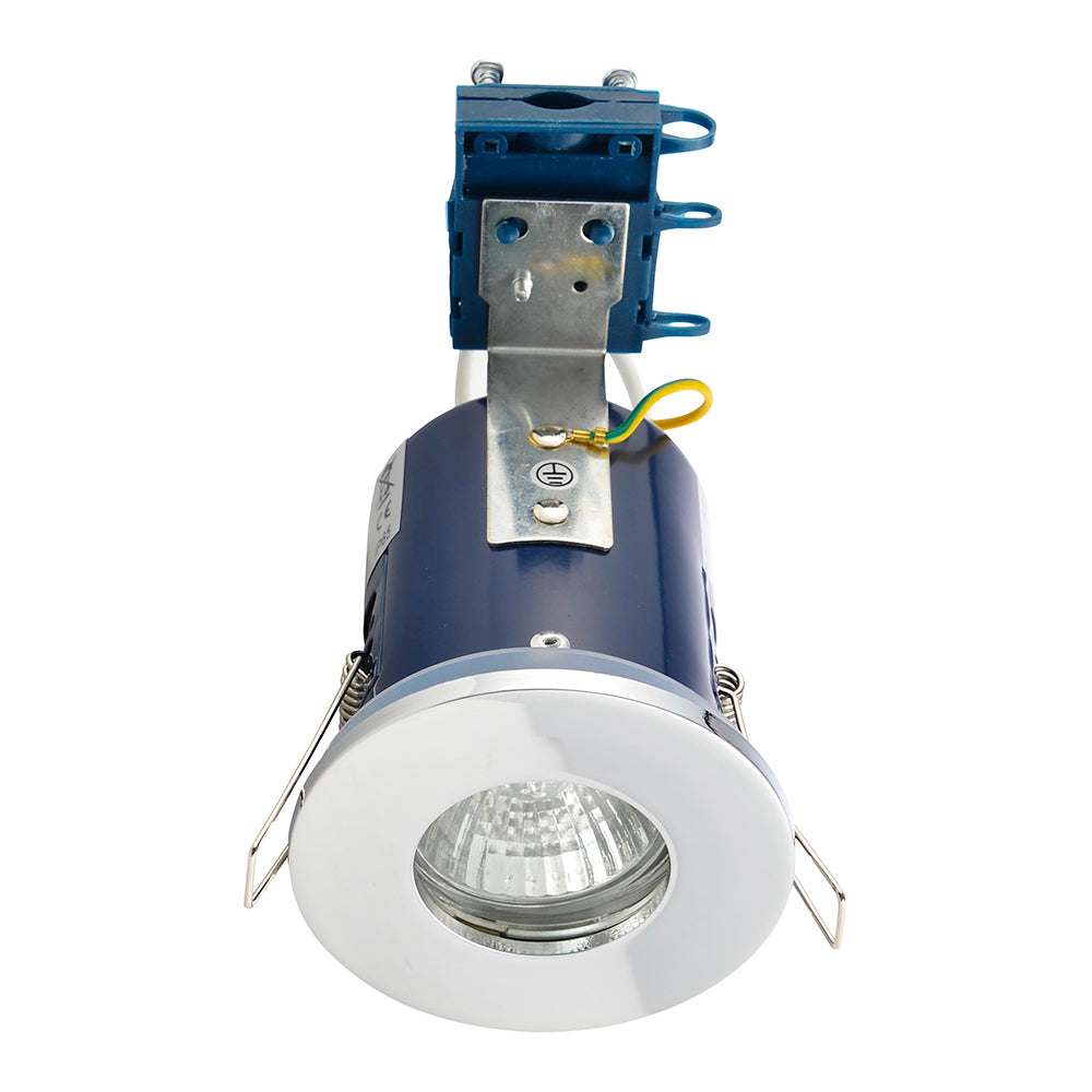 Shower Bathroom Fixed Recessed Fire Rated Die-Cast Aluminium Downlight Fitting | GU10 | IP65 | Chrome