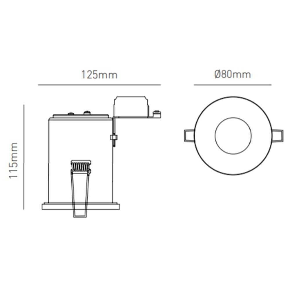 Shower Bathroom Fixed Recessed Fire Rated Die-Cast Aluminium Downlight Fitting | GU10 | IP65 | Black