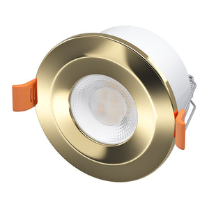 STRATA 5 | Tri-Colour CCT | LED Fire Rated Downlight | Dimmable 5W 600lm | IP65 | Brass