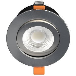 STRATA TILT | Tri-Colour CCT | Adjustable LED Fire Rated Downlight | Dimmable 6W 600lm | IP65 | Brushed Chrome