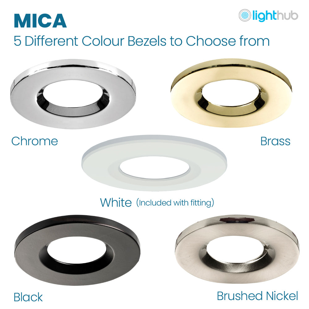 MICA | Quad-Colour CCT | LED Fire Rated Downlight | Dimmable 8W 900lm | IP65 | White