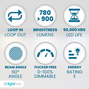 MICA | Quad-Colour CCT | LED Fire Rated Downlight | Dimmable 8W 900lm | IP65 | Polished Brass