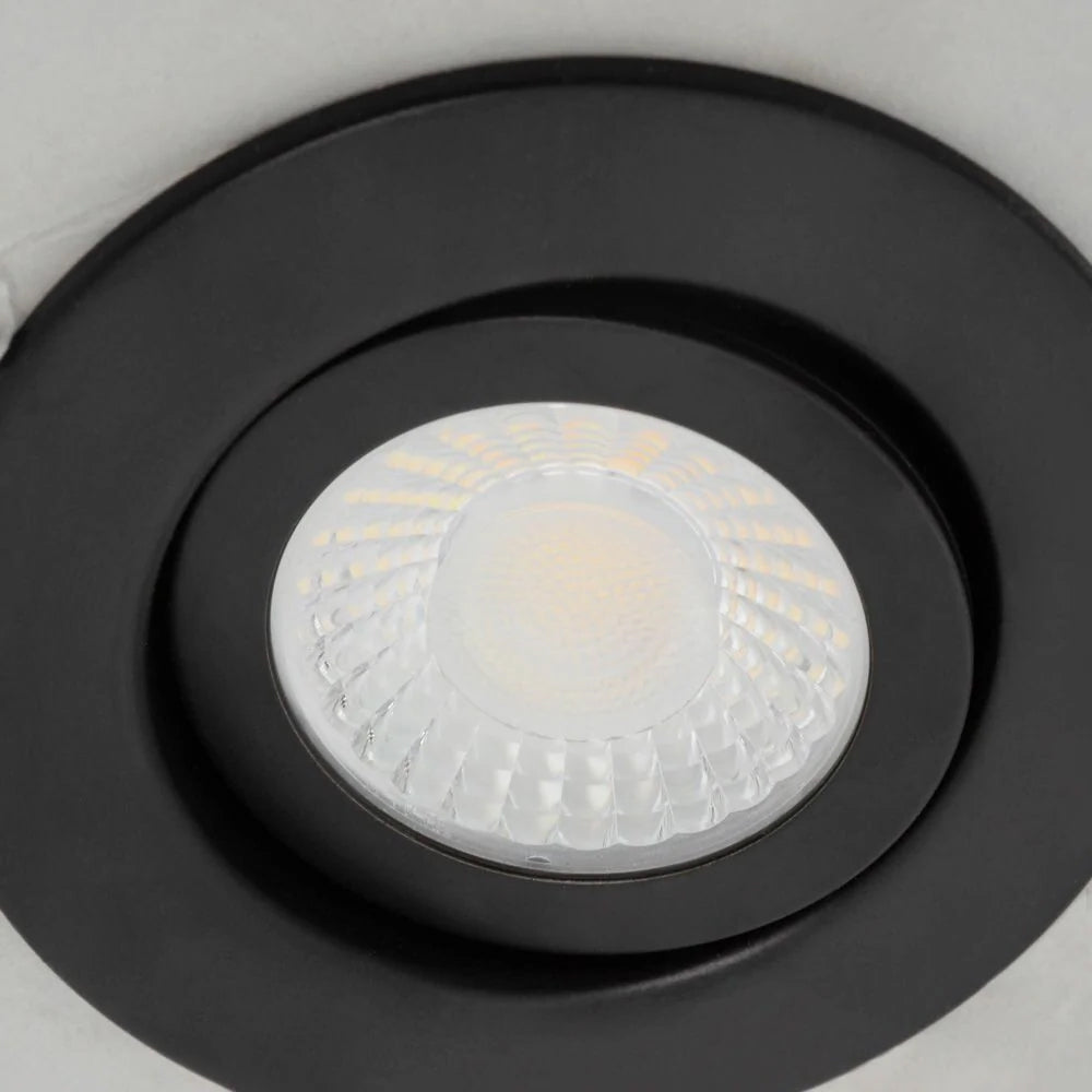 EDEN | Tri-Colour CCT | LED Tilt Adjustable Fire Rated Downlight | Dimmable 7W 700lm | IP65 | Black