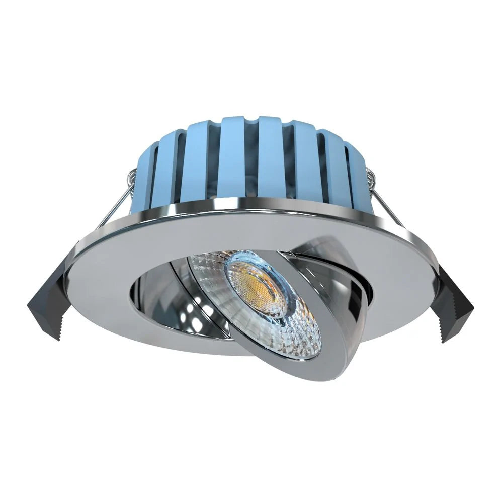 EDEN | Tri-Colour CCT | LED Tilt Adjustable Fire Rated Downlight | Dimmable 7W 700lm | IP65 | Polished Chrome