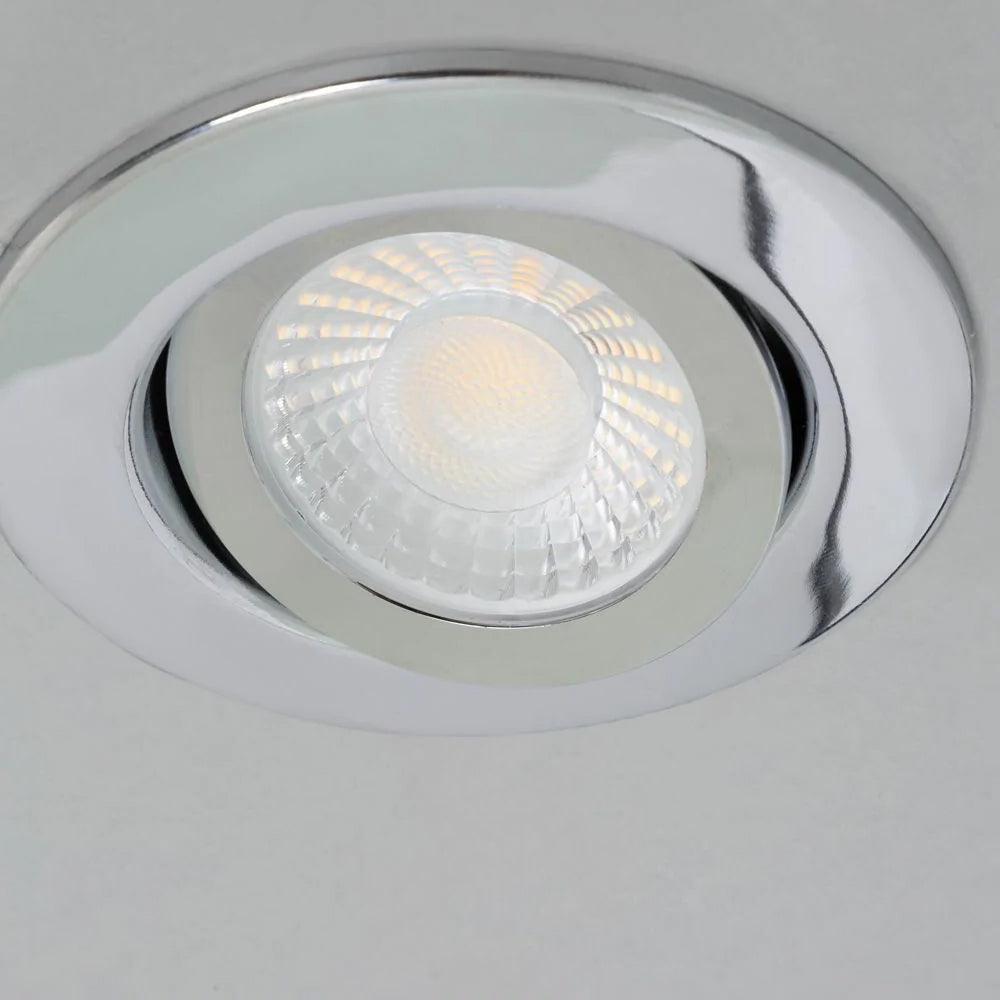 EDEN | Tri-Colour CCT | LED Tilt Adjustable Fire Rated Downlight | Dimmable 7W 700lm | IP65 | Polished Chrome