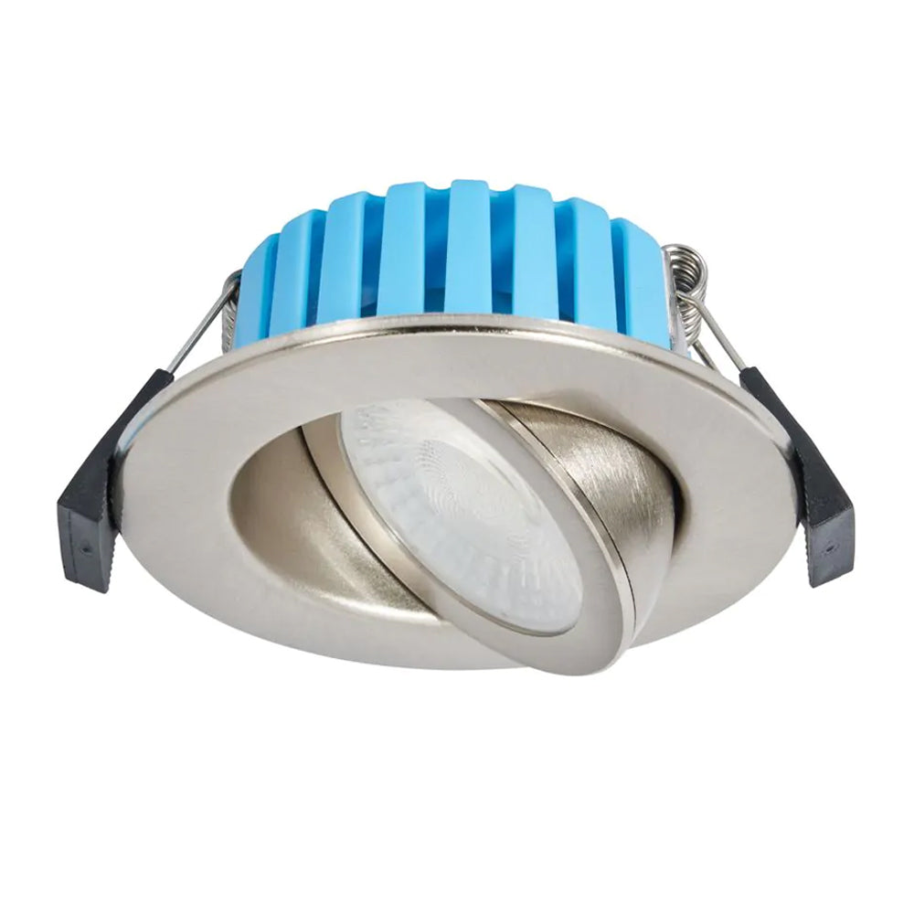 EDEN | Tri-Colour CCT | LED Tilt Adjustable Fire Rated Downlight | Dimmable 7W 700lm | IP65 | Satin Nickel