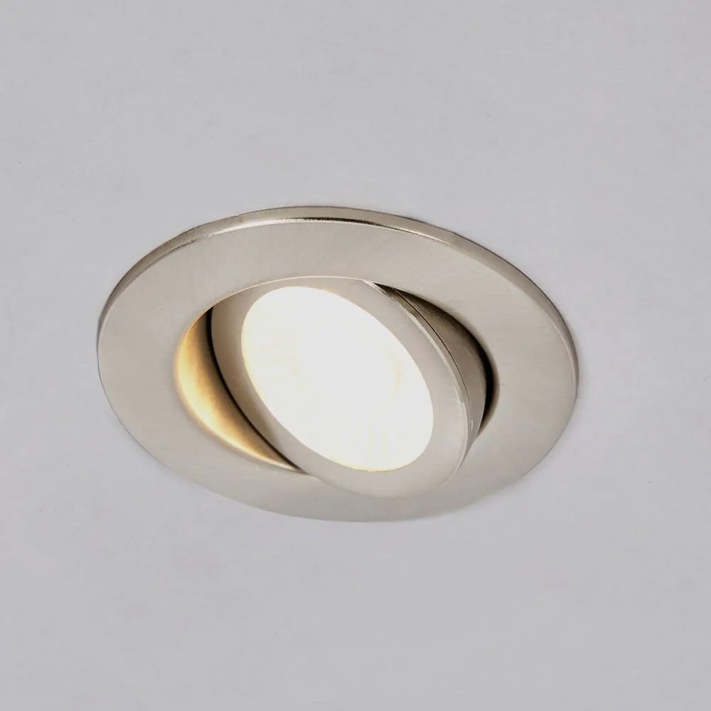 EDEN | Tri-Colour CCT | LED Tilt Adjustable Fire Rated Downlight | Dimmable 7W 700lm | IP65 | Satin Nickel