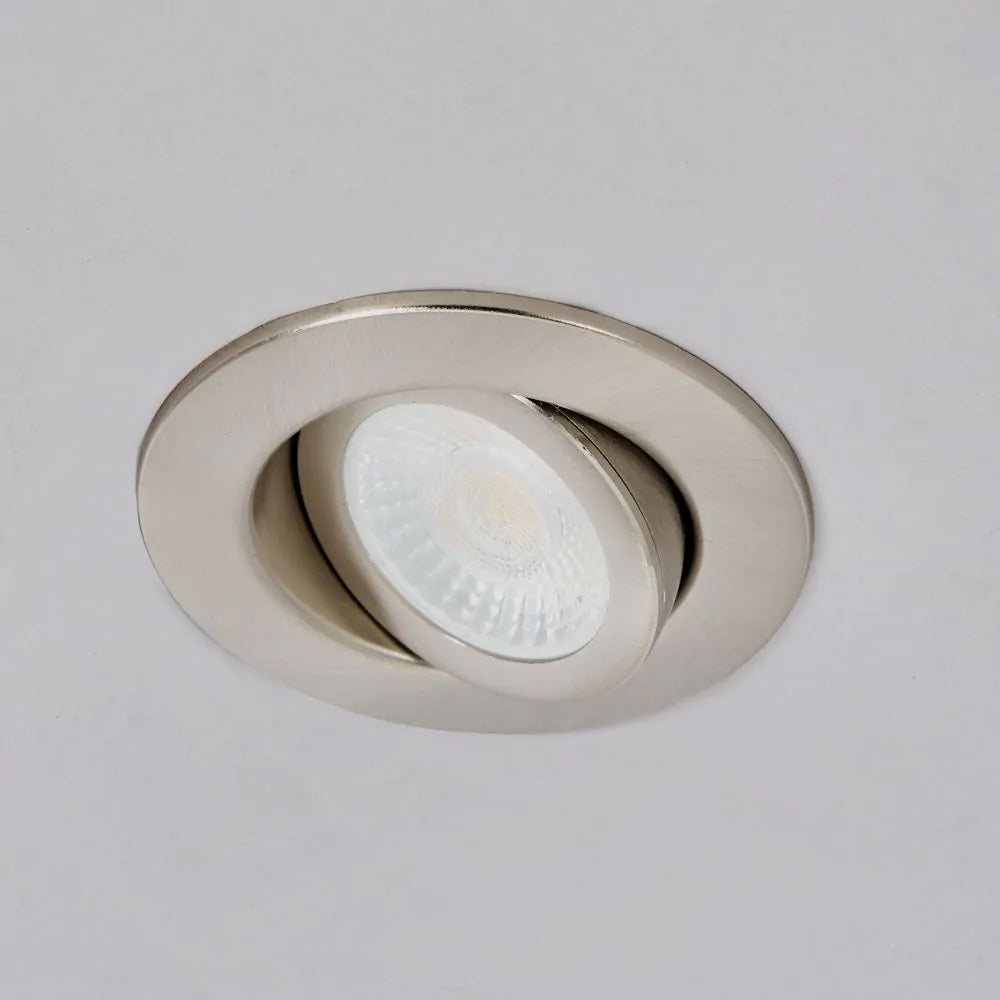 EDEN | Tri-Colour CCT | LED Tilt Adjustable Fire Rated Downlight | Dimmable 7W 700lm | IP65 | Satin Nickel