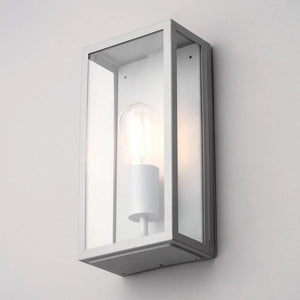 MINERVA | Outdoor Box Glass Wall Porch Lantern Light | E27 | IP44 | Silver