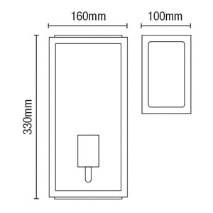 MINERVA | Outdoor Box Glass Wall Porch Lantern Light | E27 | IP44 | Black