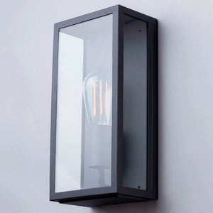 MINERVA | Outdoor Box Glass Wall Porch Lantern Light | E27 | IP44 | Anthracite