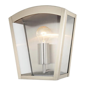 ARTEMIS | Outdoor Curved Box Glass Wall Porch Lantern Light | E27 | IP44 | Stainless Steel