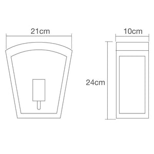 ARTEMIS | Outdoor Curved Box Glass Wall Porch Lantern Light | E27 | IP44 | Stainless Steel